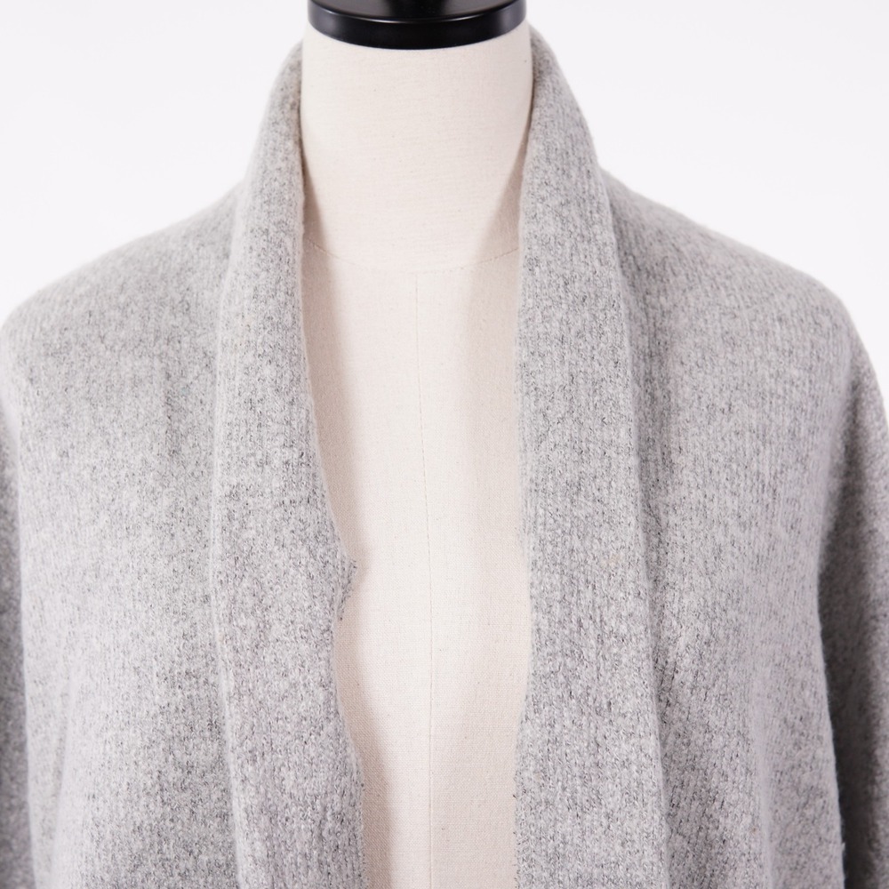 Ann Taylor LOFT Women XL Gray Knit Open Front Cardigan Sweater Pockets 05D05